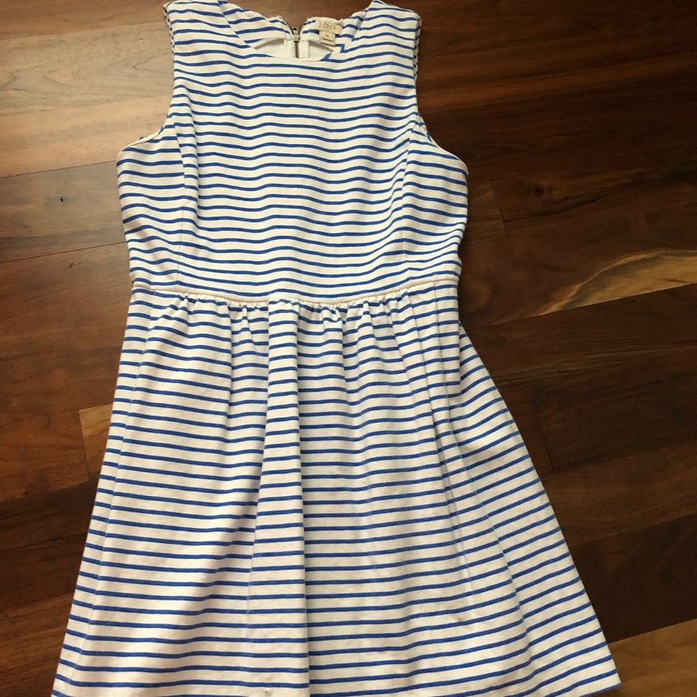 JCREW watercolor blue striped dress with pockets M